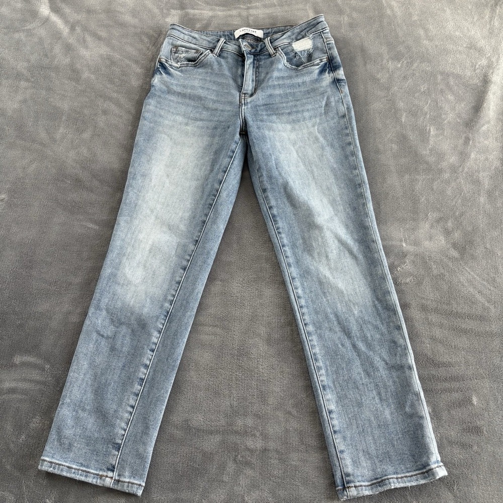 Lovervet By Vervet Jeans Womens 28/7 Blue Mid Rise Straight Distressed Denim